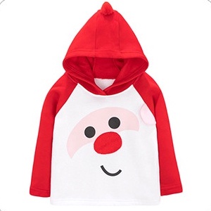 Mã C0363 áo hoodie có mũ đỏ họa tiết chú hề vui tươi cho bé