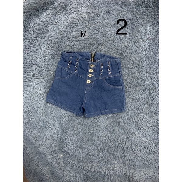 Short jean nữ lưng cao cài nút