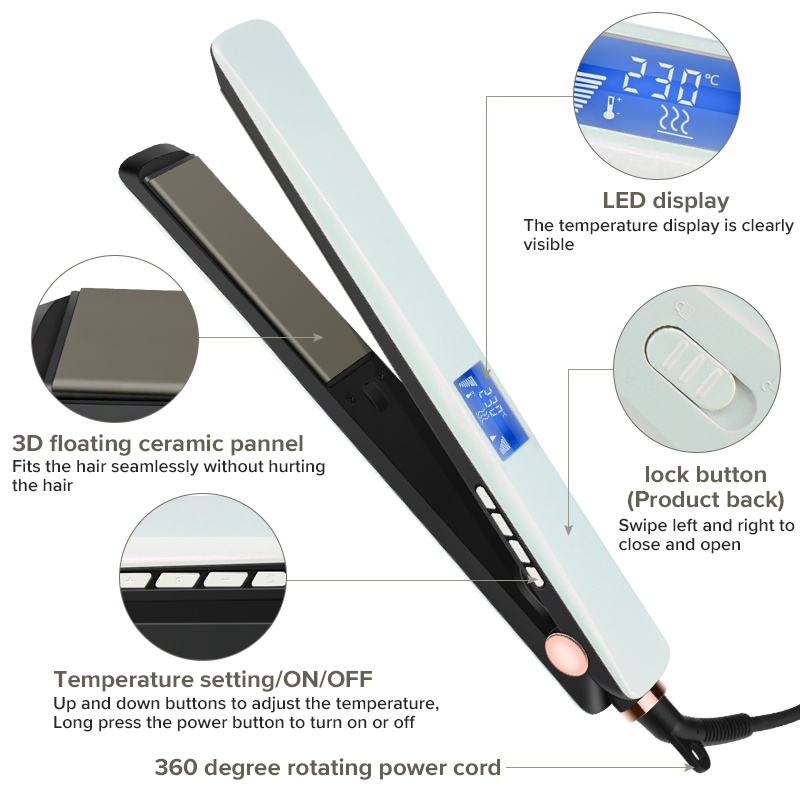 Máy Duỗi Tóc Bằng Titan Màn Hình LCD Chuyên Nghiệp