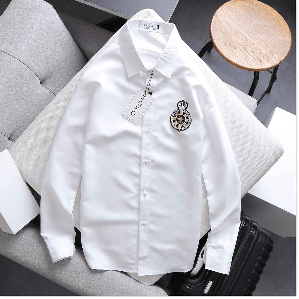 Áo sơ mi nam tay dài in thêu cực chất , siêu phong cách cho anh em KHANH AN FASHION