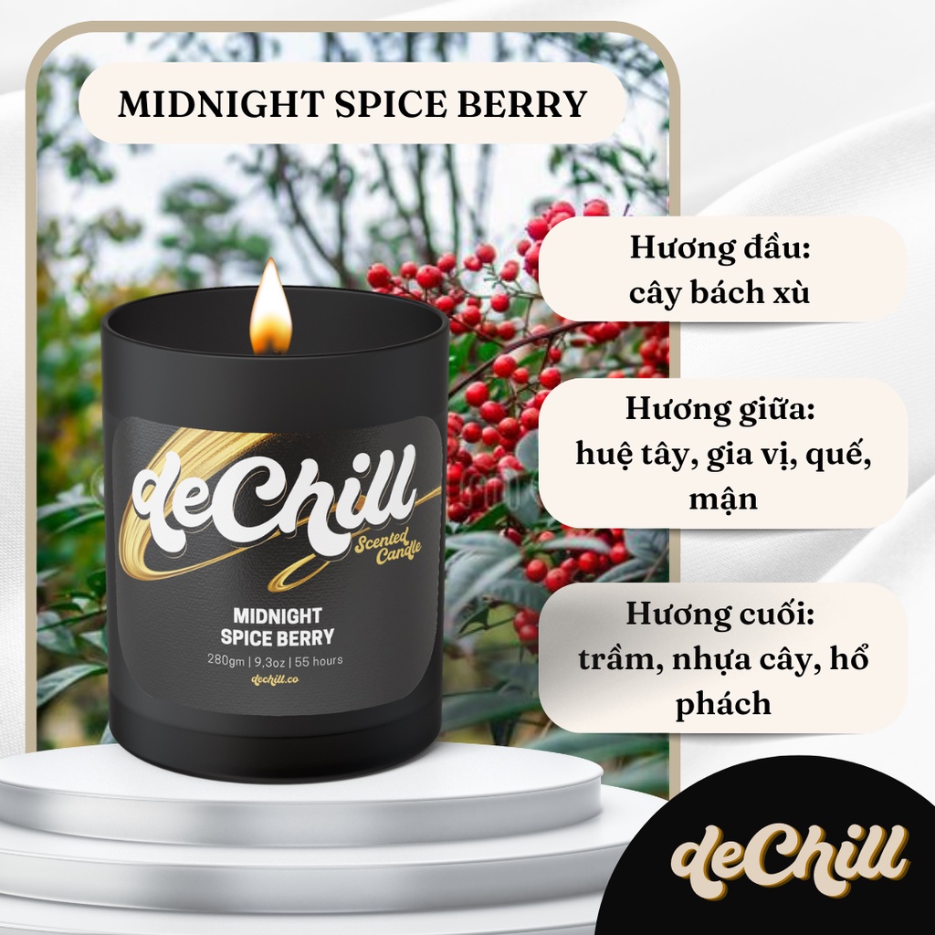 Nến thơm hũ đen nắp gỗ Vintage Dechill BAY CONCEPT  tinh dầu tự nhiên cao cấp an toàn thư giãn khử mùi