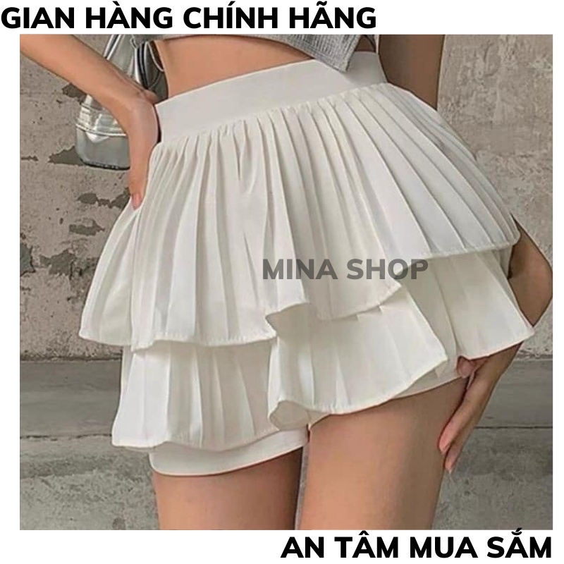 Chân Váy Xếp Ly Tầng Phồng Dáng Ngắn Xòe Phong Cách Công Sở Cao Cấp Lưng Cạp Cao ( Có Quần Trong ) XƯỞNG MAY TC2