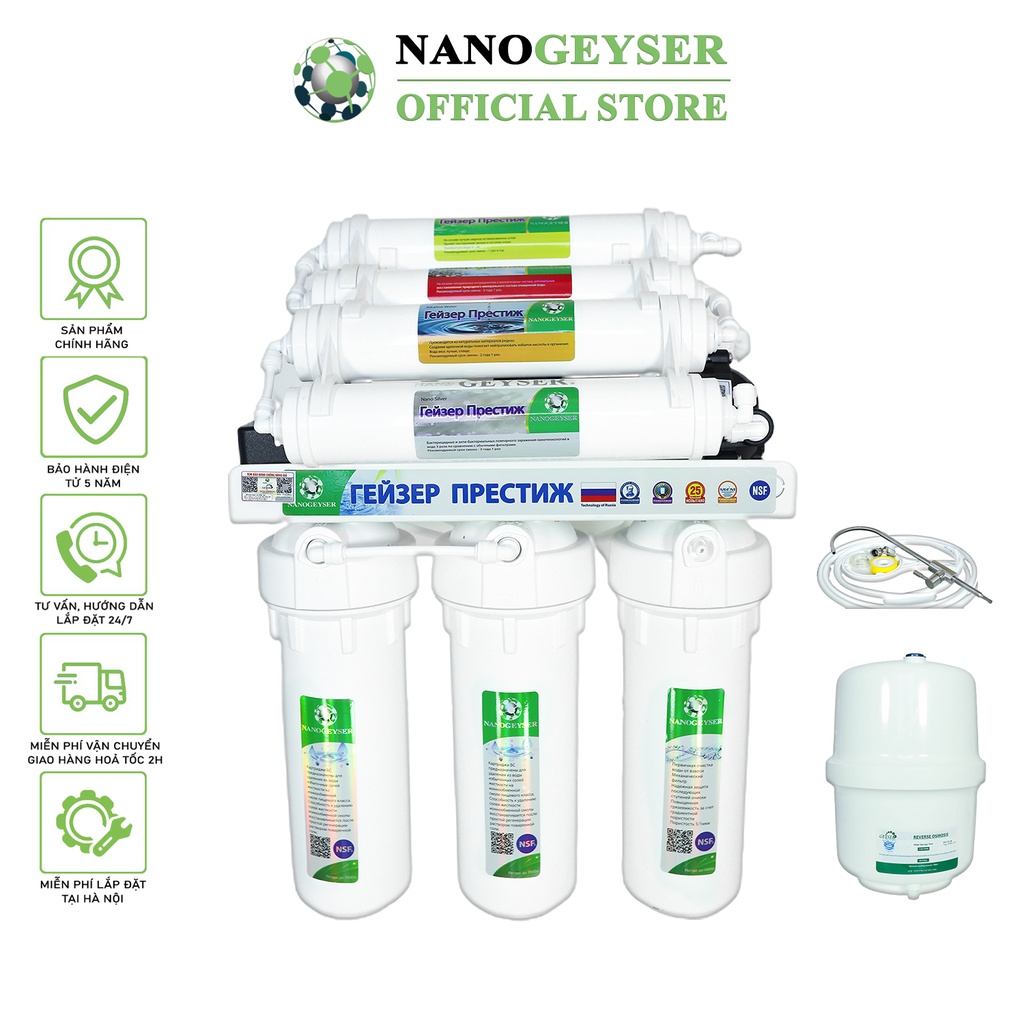 Máy lọc nước Nano Geyser RO ECO, Công nghệ lọc nước tinh khiết RO, Bảo hành điện tử 5 năm qua app chính hãng