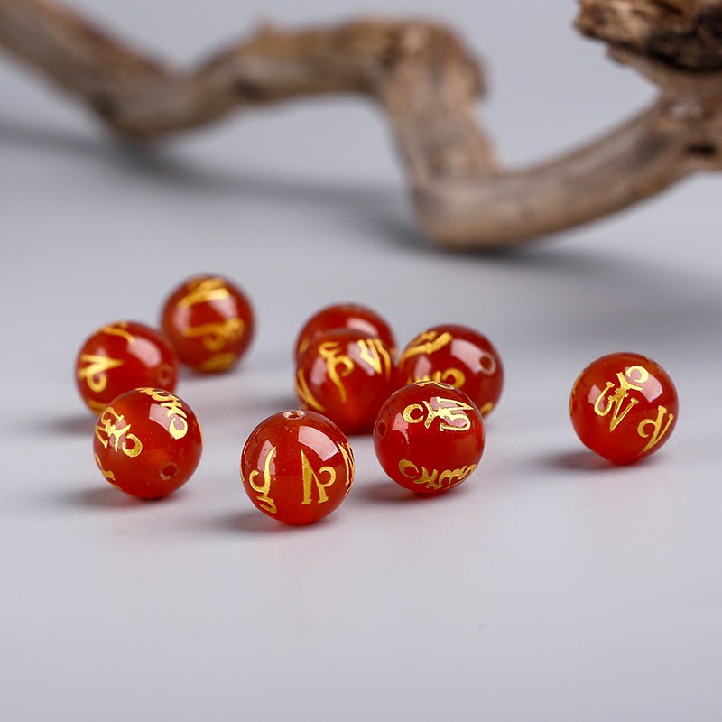 [Xả hết,Xả sạch] Hạt lẻ màu đỏ khắc kinh phạn hợp phong thủy-Hợp mệnh Hỏa và Thổ