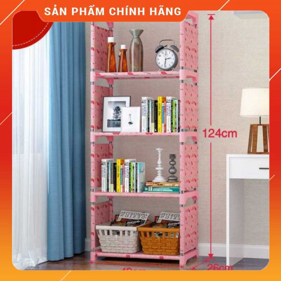 Tủ Vải Đựng Sách, Kệ Sách 4 Tầng Lắp Ghép, Tủ Vải Khung Sắt Đựng Đồ Đa Năng Tiện Lợi - Gia Dụng Tân Thanh