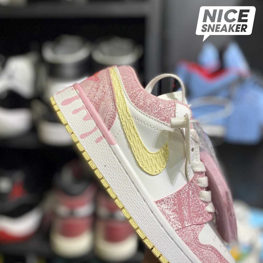 [ Nice Sneaker ] Giày sneaker nữ cổ thấp Jordan 1 low Paint Drip ( hồng sữa ) | Bản 1:1 chuẩn .