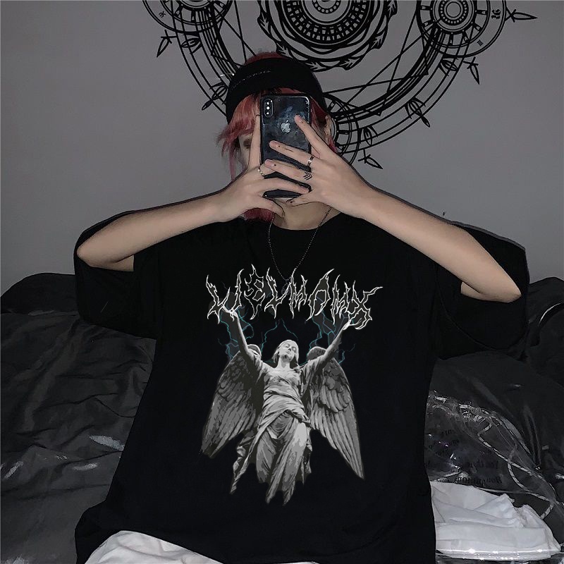 Áo Thun In Chữ Phong Cách Hàn Quốc Harajuku Hip Hop Đường Phố Dành Cho Nữ Y2k