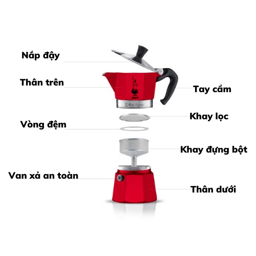 Bình pha cafe ấm moka pha cà phê bình pha Bialetti Brikka pha Espresso chất liệu cao cấp thiết kế thông minh hiện đại