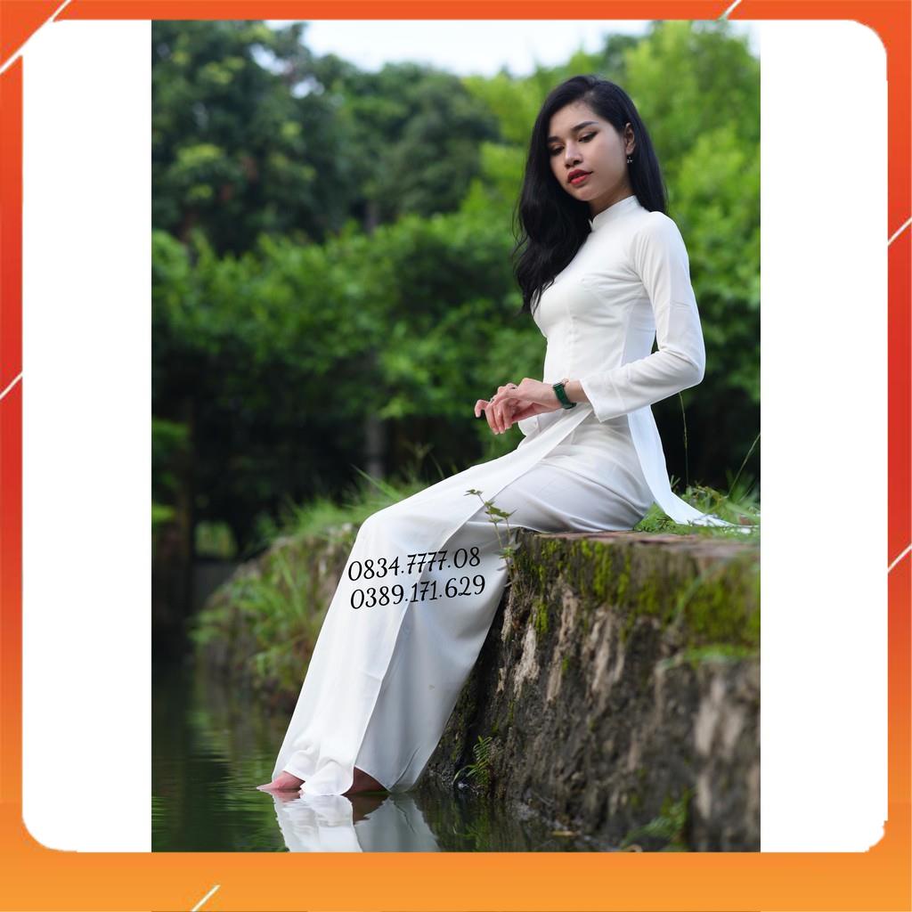 [[SALE  SALE ]] Áo Dài Học Sinh _áo dài trắng cổ cao _áo dài trắng đẹp có lớp nót ngực