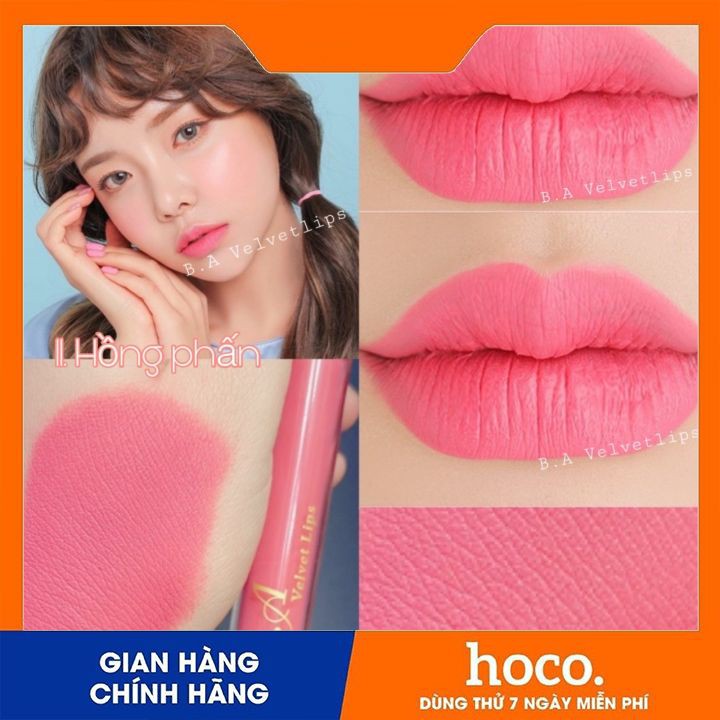 Son B.A Beauty Chính Hãng màu Hồng Phấn(tặng hủ dưỡng môi thảo mộc Colagen)