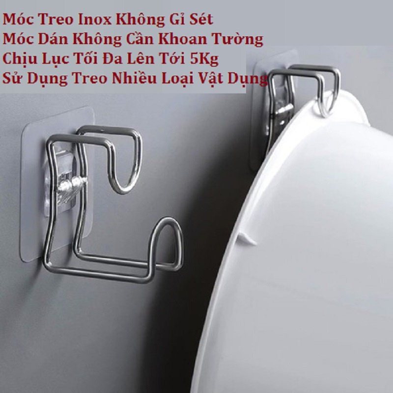 Móc Inox Dán Tường Treo Thau Chậu Đồ Dùng Gia Đình Đa Năng Chịu Lực Tốt ( Hàng Loại 1)