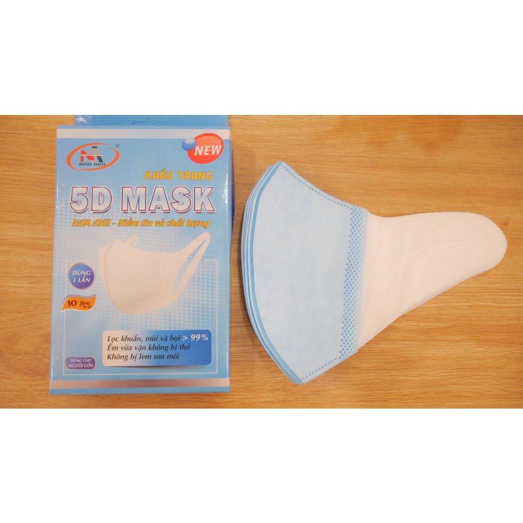 Combo 10c Khẩu Trang Y Tế 5D Mask Nam Anh Famapro, quai vải quai thun