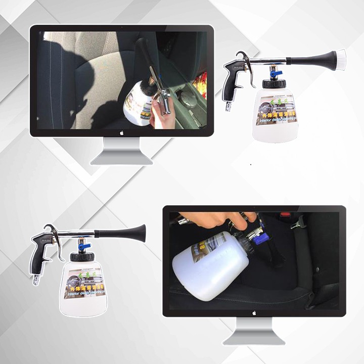 Bình + Súng Dọn Nội Thất Lốc Xoáy, Đầu Súng Bằng Đồng Siêu Bền Làm Sạch Cực Mạnh