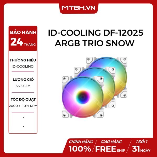 QUẠT TẢN NHIỆT ID-COOLING DF-12025-ARGB TRIO SNOW (3pcs Pack)
