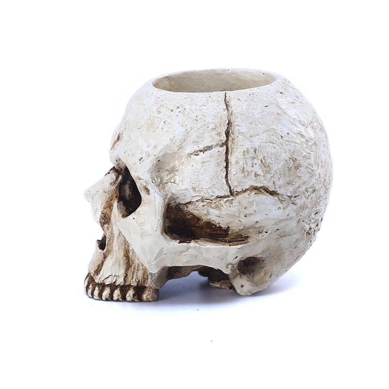 Giá Đỡ Đèn Cầy Hình Đầu Lâu Bằng Nhựa Resin Độc Đáo Trang Trí Bàn Làm Việc