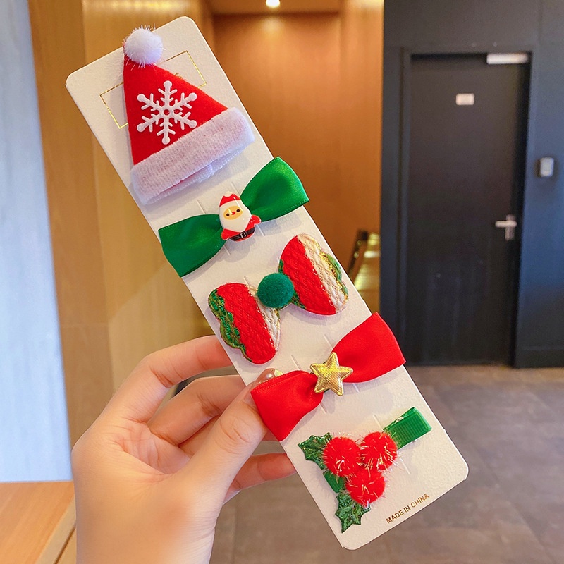 Set kẹp tóc mỏ vịt  phong cách Giáng Sinh đáng yêu dành cho bé gái