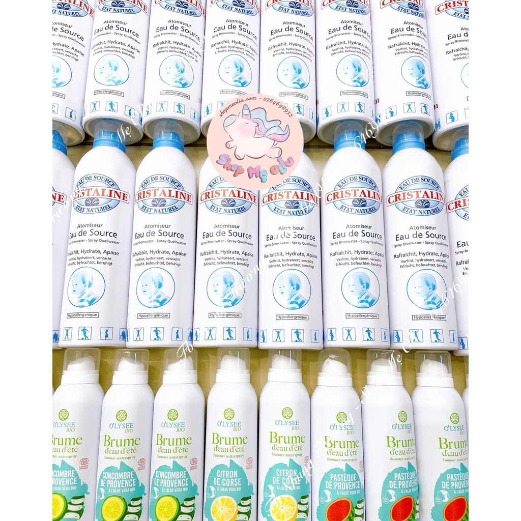 [HÀNG PHÁP] Xịt khoáng cấp ẩm Cristaline dùng cho bé sơ sinh, mẹ bầu, mọi lứa tuổi 400ml date 07/2023