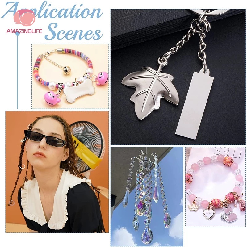 Set 50 Vòng Móc Khóa Mini Bằng Thép Không Gỉ Dùng Làm Trang Sức DIY