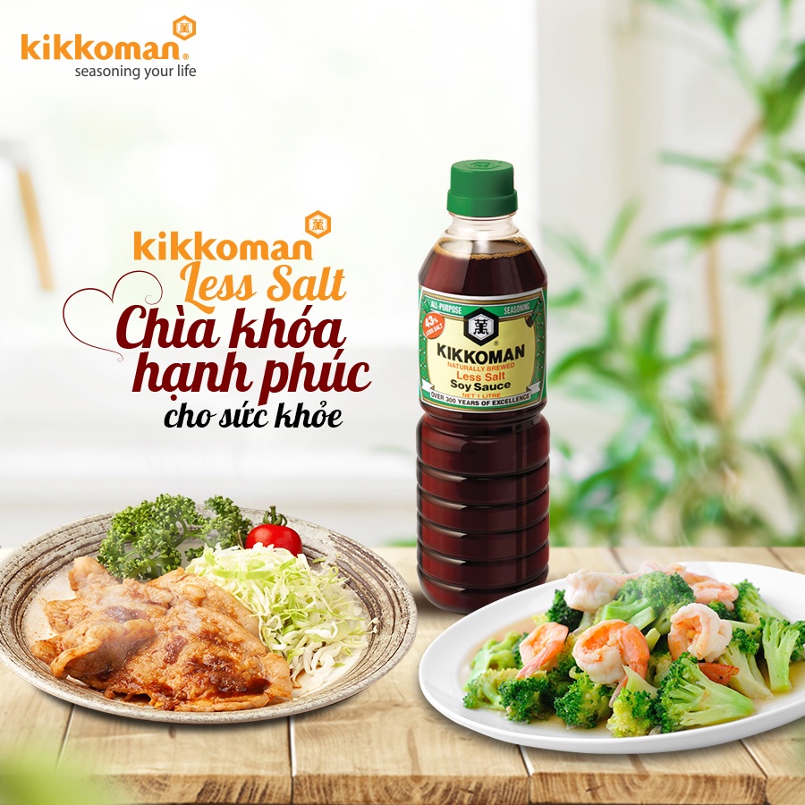 Nước Tương Kikkoman 43% Less Salt 600ml - Nước tương số 1 Nhật Bản