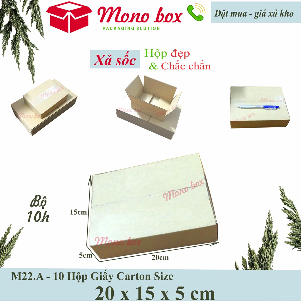 Bộ 10 thùng hộp giấy carton 20x15x5