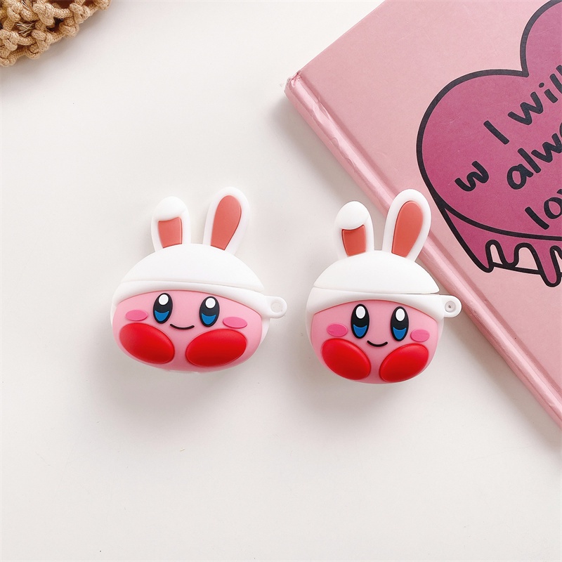 Vỏ Bảo Vệ Hộp Sạc Tai Nghe Airpods 1/2 Pro Chất Liệu Mềm Hình Tai Thỏ Kirby Dễ Thương