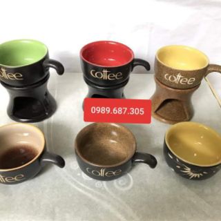Bộ cốc bếp hâm nóng cafe bằng gốm sứ bát tràng