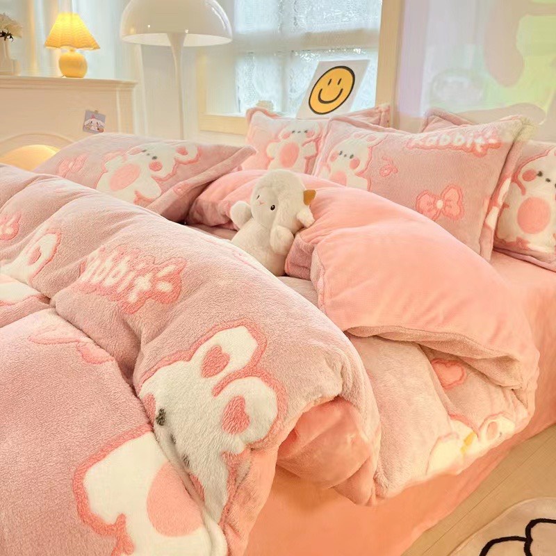 Bộ chăn ga gối nỉ tuyết sữa siêu xinh, Chất nỉ mềm mịn mướt không rụng lông mẫu mới nhất 2022 nhiều mẫu SHOP VŨ THỊ THƠM