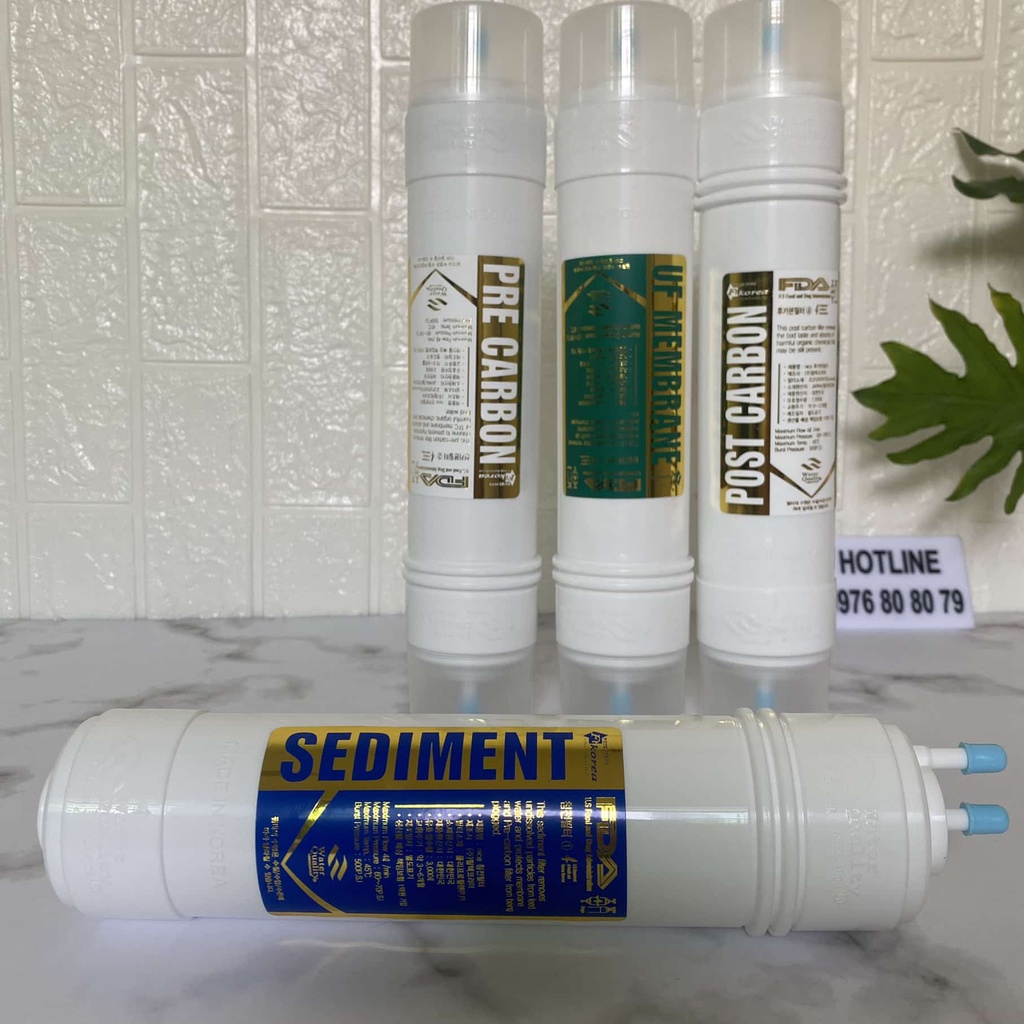 Lõi lọc Hàn Quốc 1234 - Lõi 1,2,3,4 Korea - Lõi Sediment, Pre Carbon, UF, Post Carbon cho máy nóng lạnh Hàn Quốc