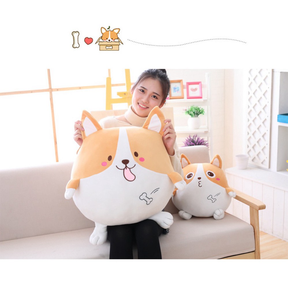 S Gấu bông gối ôm chó corgi tròn siêu đẹp dễ thương,Gấu bông sang trọng, Đồ chơi thú bông - Hàng đúng chất lượng