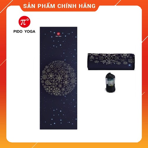 Khăn trải thảm tập Yoga Cao Cấp họa tiết 3D Pido - Đen hoa sao