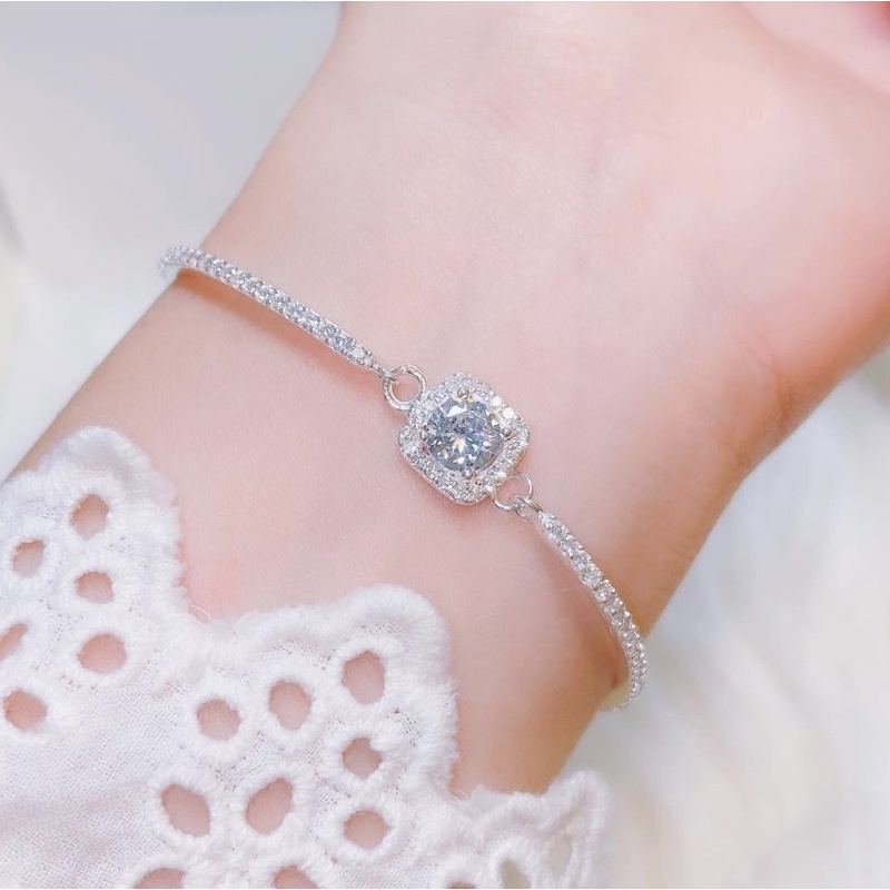 Lắc tay nữ bạc ta đính đá sáng bóng , sang chảnh - Vòng tay nữ bạc ta - Vàng Bạc Khải Khải