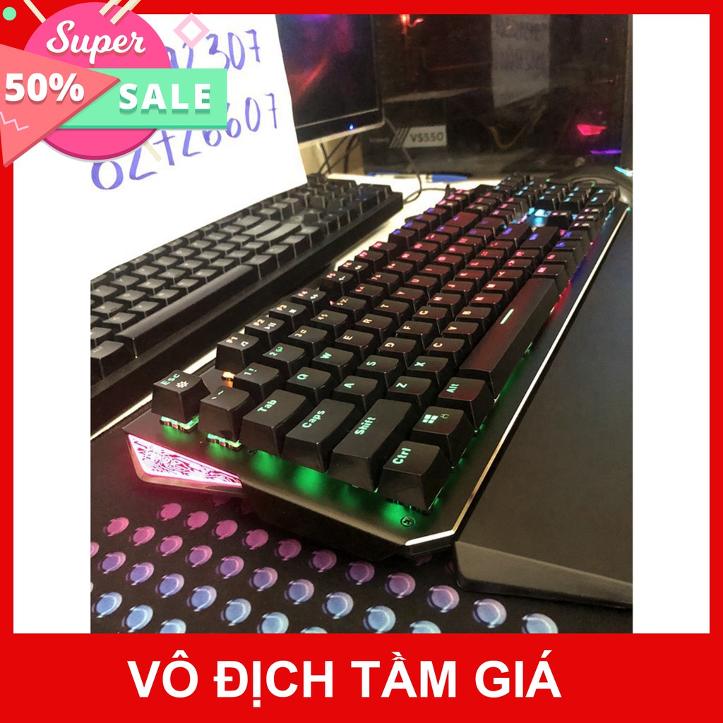 Bàn phím cơ Gaming Fuhlen Destroyer - Vỏ kim loại - Blue switch - Kê tay thào rời - Đèn led 7 màu - BH 24 tháng