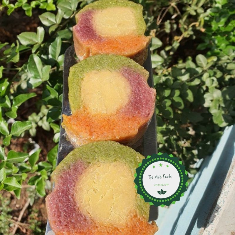 Bánh Tét Trà Cuôn 3 Màu Đậu Ngọt Đòn 900g-1kg