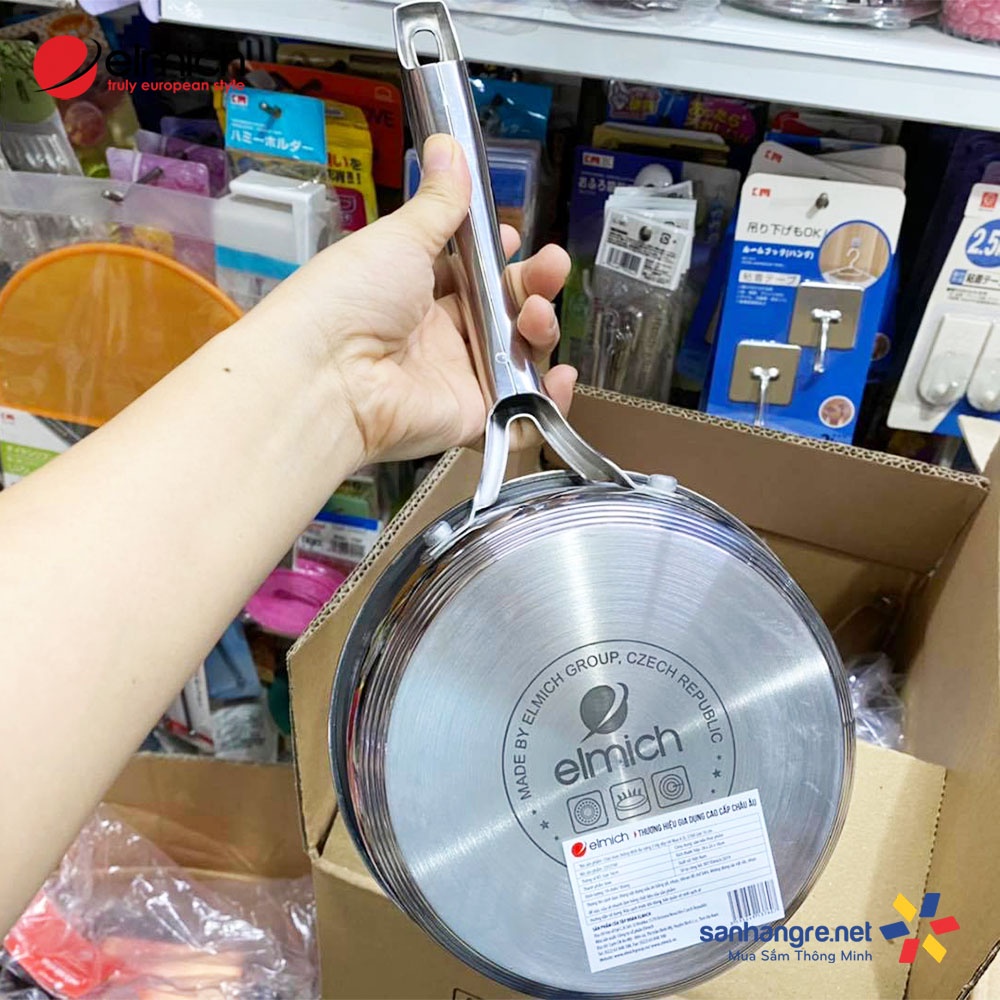 Chảo chống dính 3 đáy inox 304 cao cấp 16cm/20cm Elmich Max-A EL376x dùng bếp từ - Bảo hành 12 tháng chính hãng