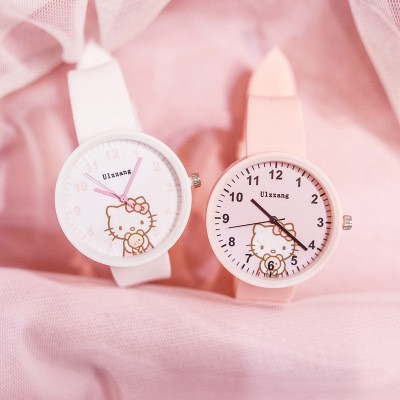 Đồng Hồ Đeo Tay Trang Trí Hình Hello Kitty Dễ Thương Dành Cho Bé Gái