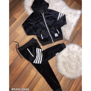 Bộ nỉ hoodie THOM chất nhung 4 sọc quanh ống tay cực chất