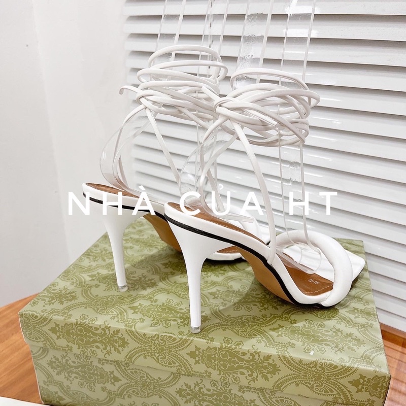 GIÀY SANDAL GÓT NHỌN 9 PHÂN DÂY QUẤN CHÂN SANG CHẢNH