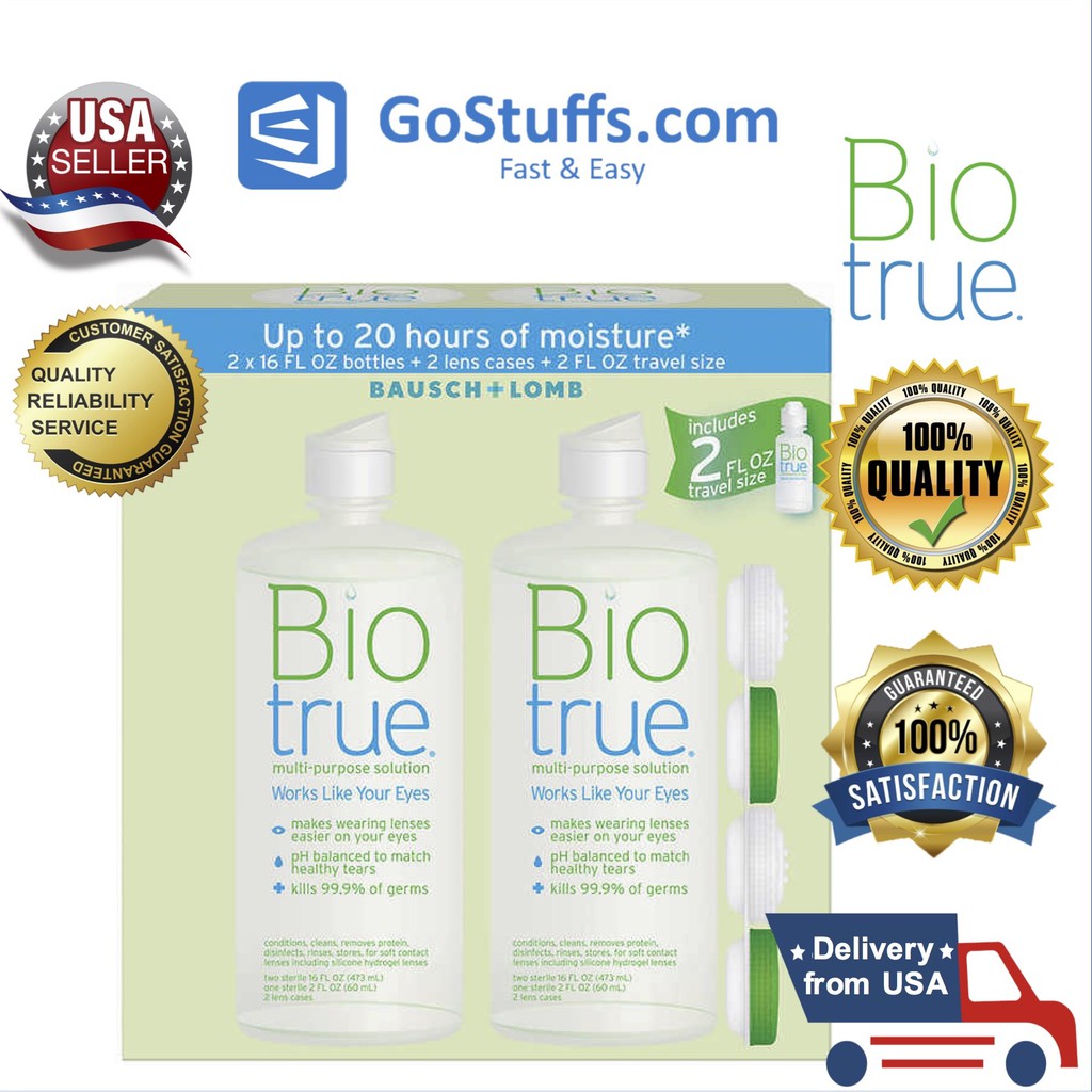 Combo 2 chai nước vệ sinh contact lens Biotrue Multi-Purpose Solution 473ml