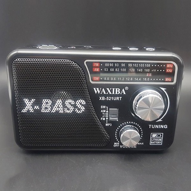 Đài Radio FM  WAXIBA  XB 521URT- có hỗ trợ thẻ nhớ và USB-đèn pin Siêu sáng-BH 6Tháng