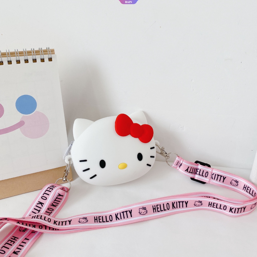 SANRIO Túi Đeo Chéo Vai Bằng Silicon Hình Mèo Hello Kitty Dễ Thương Thời Trang Cho Trẻ Em