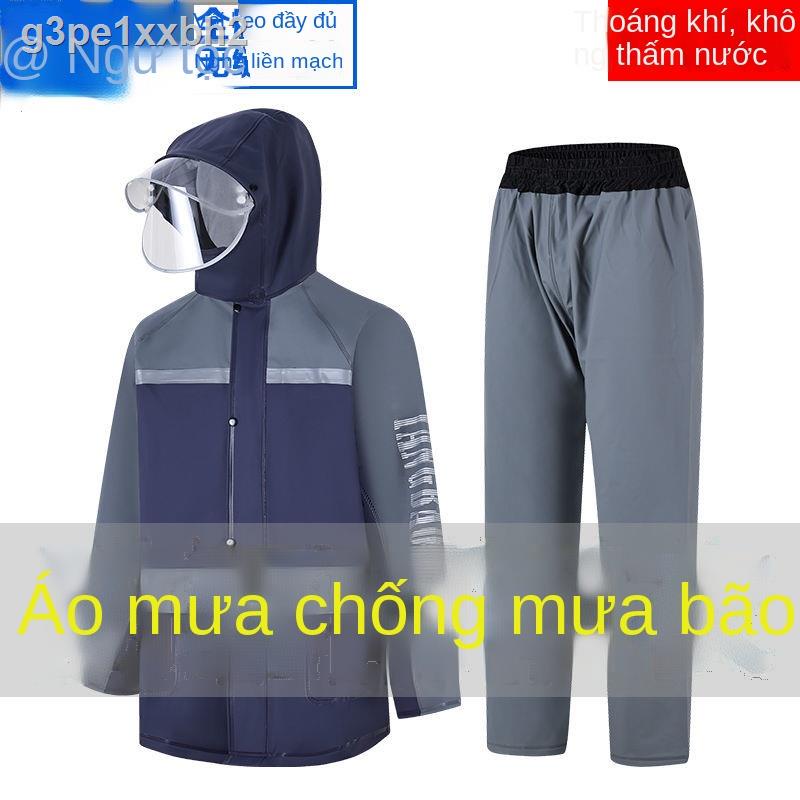 ♝Ngư dân áo mưa quần phù hợp với nam giới và phụ nữ người lớn chống toàn thân phân chia cưỡi xe máy đạp điệ