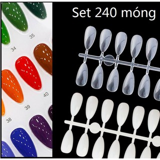 Móng bẻ nhọn ngắn, giọt nước Set 240 móng dùng trang trí mẫu nail