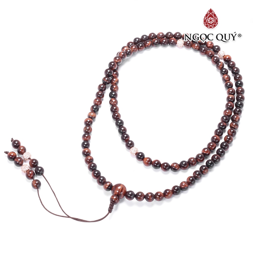 Chuỗi 108 hạt TA mắt hổ nâu đỏ - Ngọc Quý