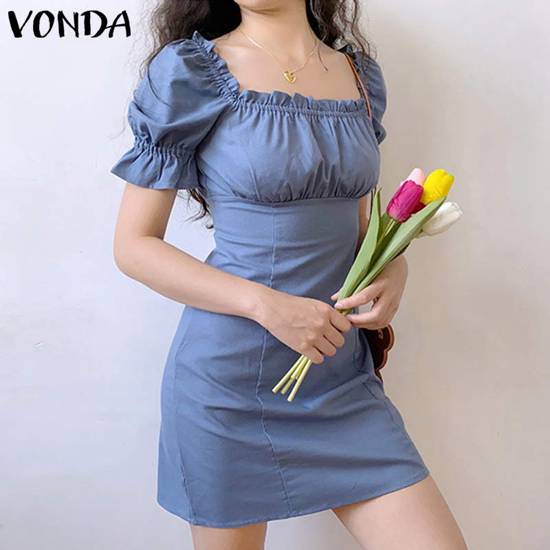 Đầm Bút Chì VONDA Tay Ngắn Cổ Vuông Phong Cách Hàn Quốc | BigBuy360 - bigbuy360.vn