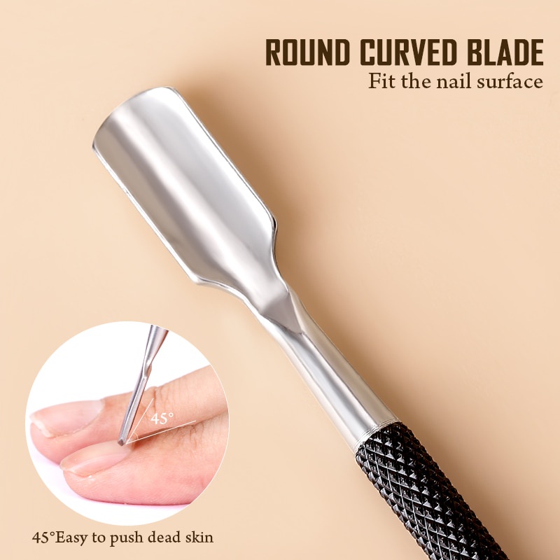 Set 2 Dụng Cụ Làm Móng Hai Mặt Bằng Thép Không Gỉ Loại Bỏ Da Chết