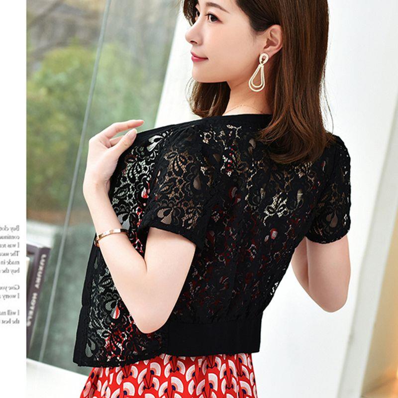 Áo Khoác Cardigan Mỏng Tay Lửng Phối Ren Thời Trang Xuân Thu Cho Nữ
