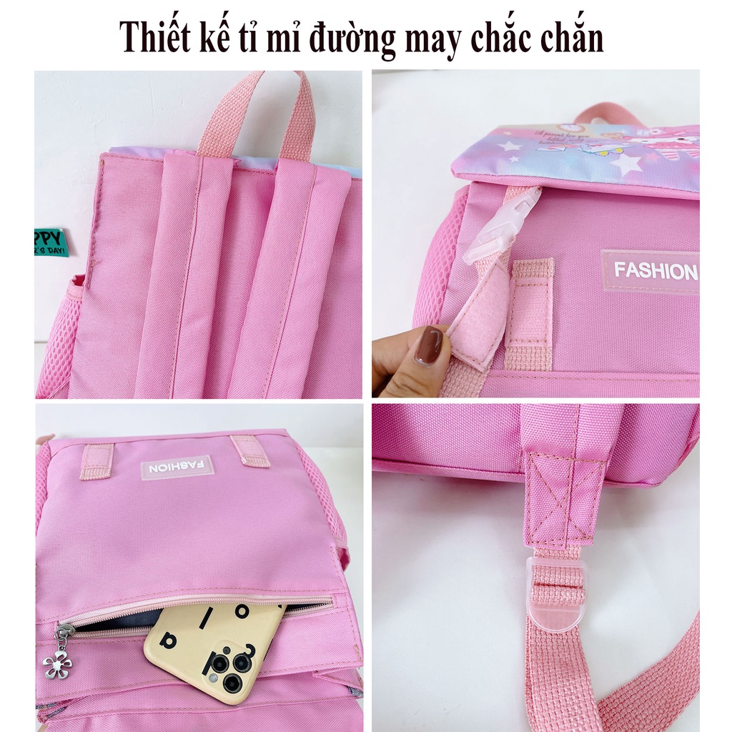 [Mẫu Giáo] Balo cho bé in hoạt hình in hình mèo kitty, unicorn chất liệu vải dù Cặp sách đựng tập vở học sinh mẫu giáo