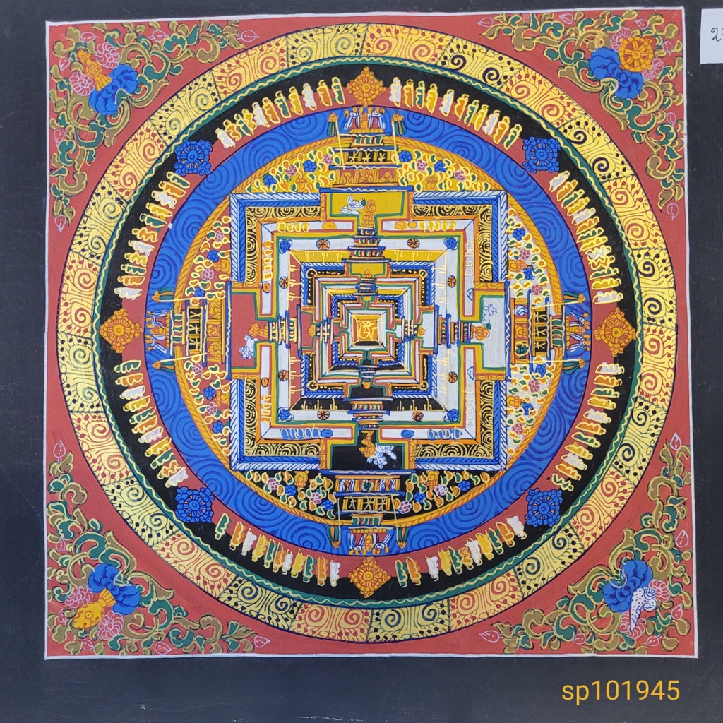 Tranh Mandala  Kalachakra Mật Tông [Kim Cương Hỷ Lạc] Vẽ Tay Nepal