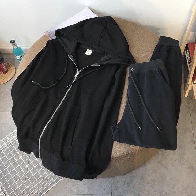 Bộ đồ thể thao áo khoác có mũ kèm quần chun gấu_ordertaobao