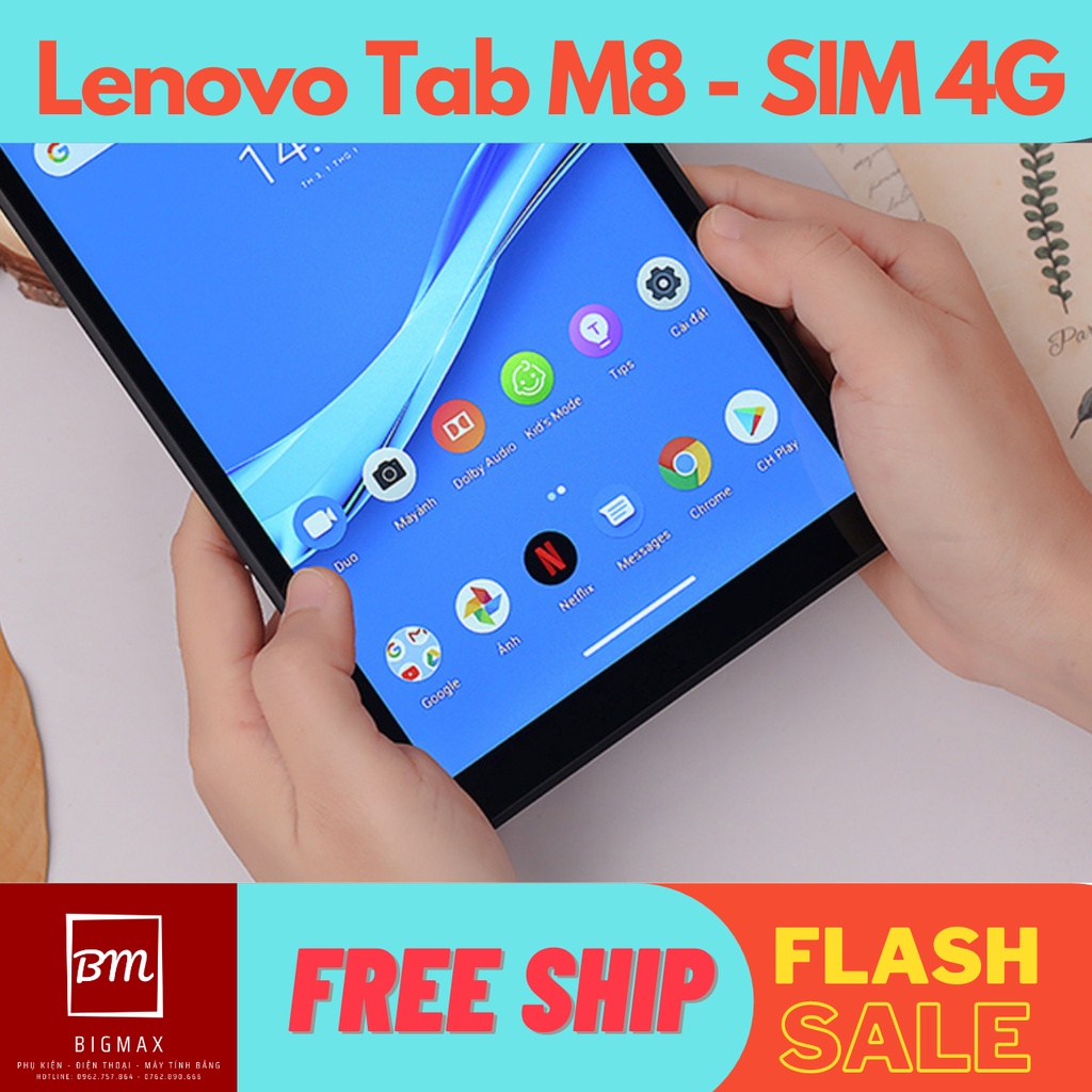 Máy tính bảng Lenovo Tab M8 Full box bản SIM 4G nghe gọi, học online, zoom, google meeting cực mượt, ship nhanh